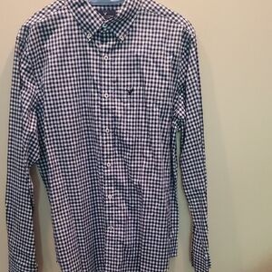 NWT American Eagle Black and White Casual Button Down Shirt Cotton Size Large